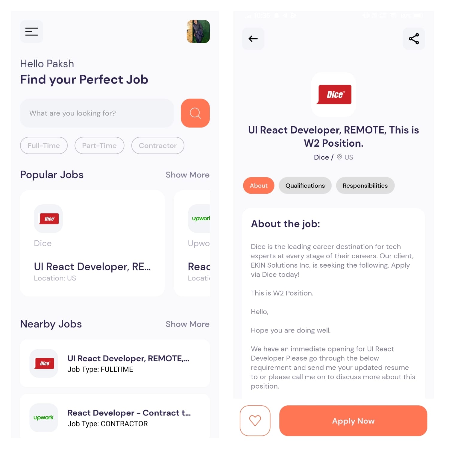Job Search Mobile Application